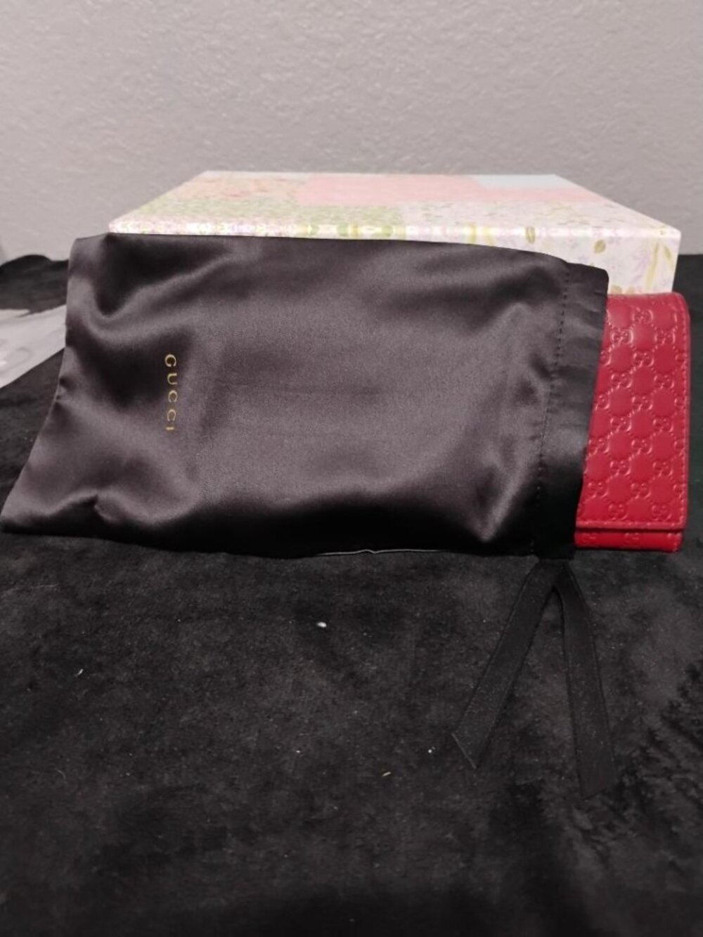 Gucci Wallet Red Micro Guccissima Continental Flap Leather Wallet EUC - Picture 10 of 12